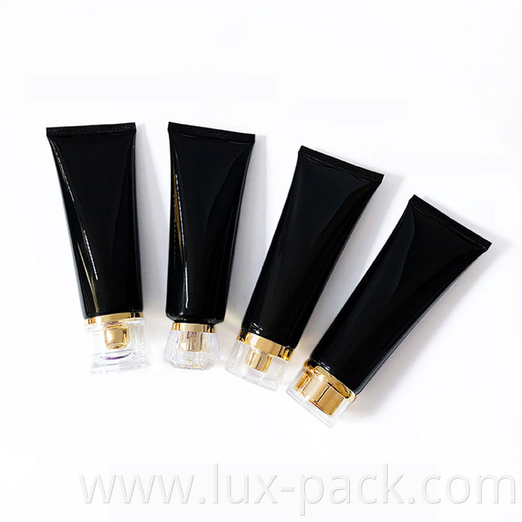 Refillable Black Plastic Squeeze Bottle Custom Empty Cream Container Acrylic Closure Lotion Soft Tube